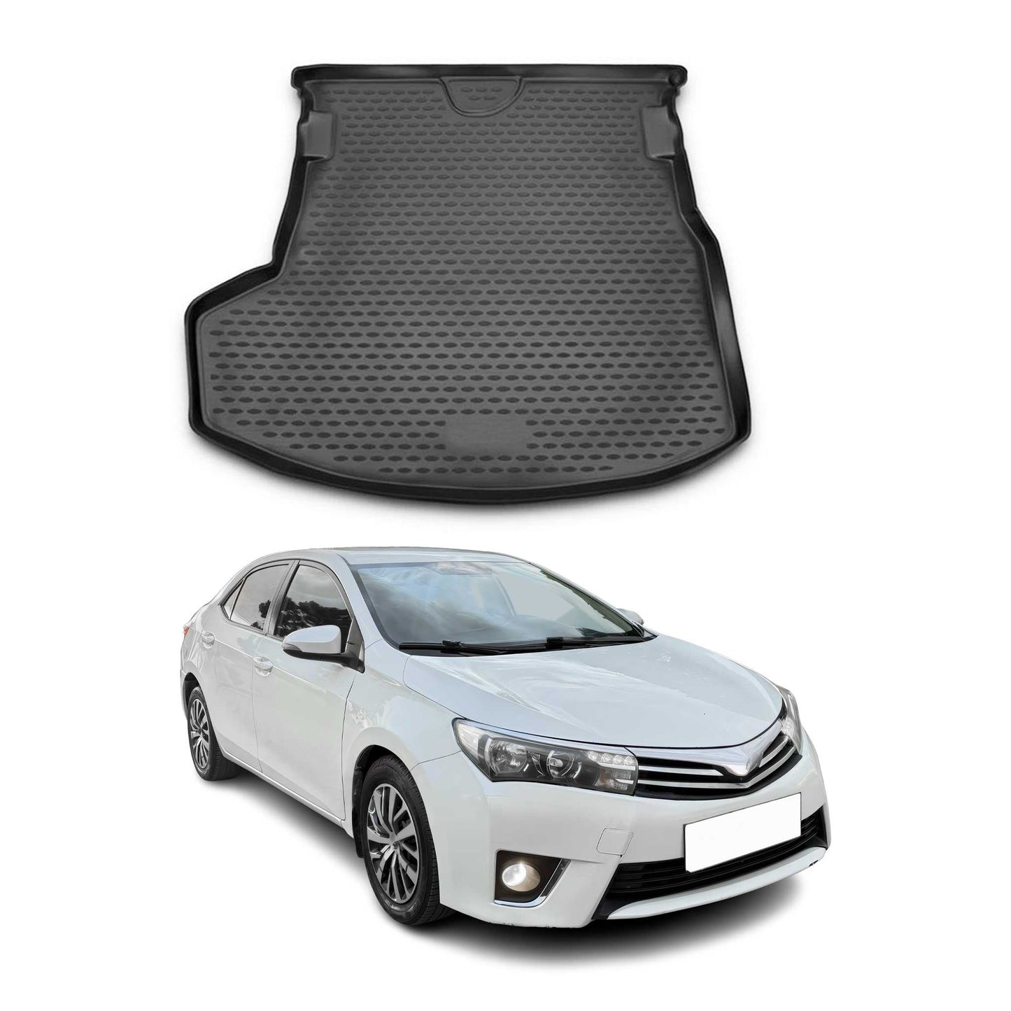Kofferraummatte Kofferraumwanne für Toyota Corolla Limo 2013-2019 Gummi Schwarz OMAC DE