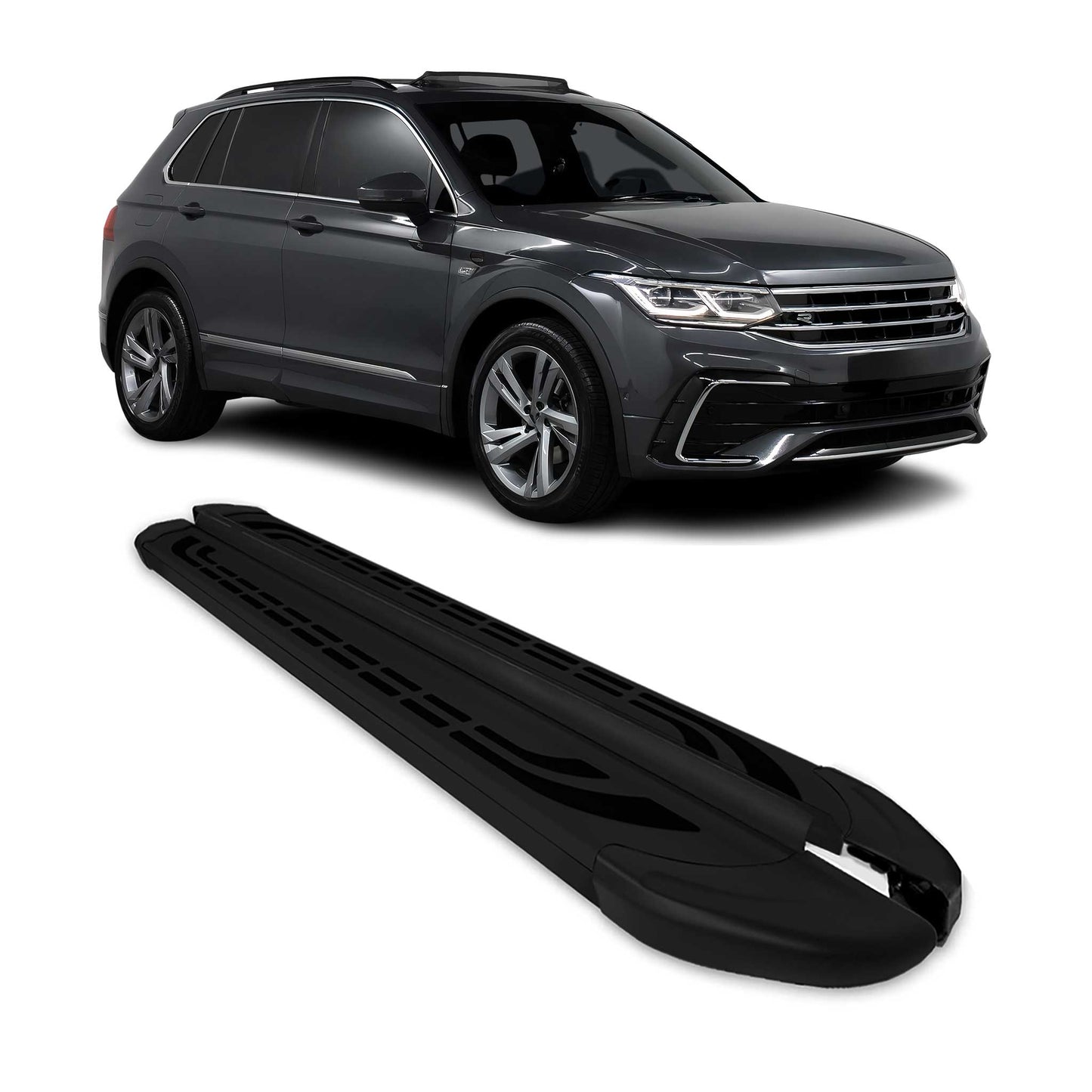 Trittbretter Schweller Seitenbretter für VW Tiguan 2016-2024 Alu Schwarz 2X OMAC DE