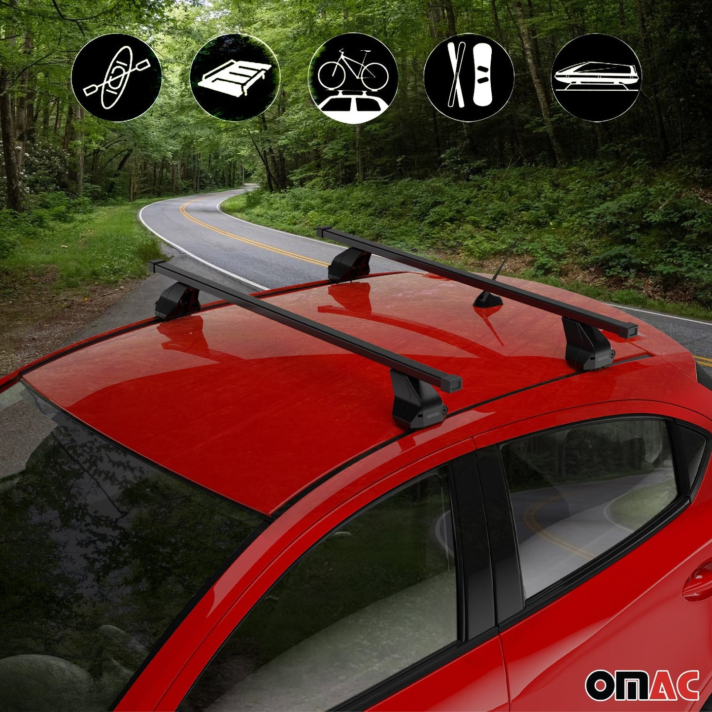 Menabo Dachträger Grundträger für Fiat Multipla 2004-2010 Facelift Stahl Schwarz OMAC DE
