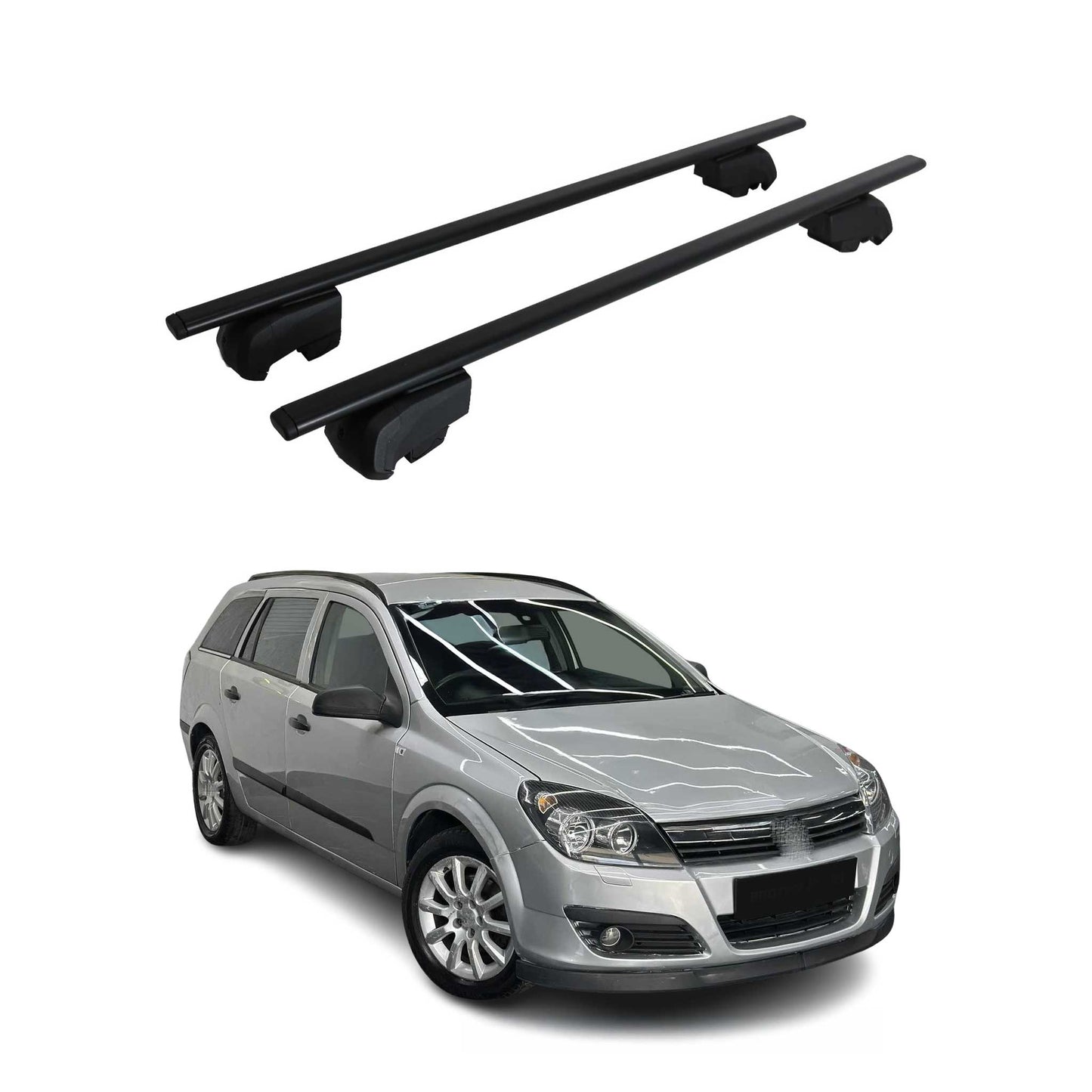 Dachträger Grundtäger für Opel Astra H Kombi 2004-2010 75kg Metall Schwarz 2 tlg OMAC DE