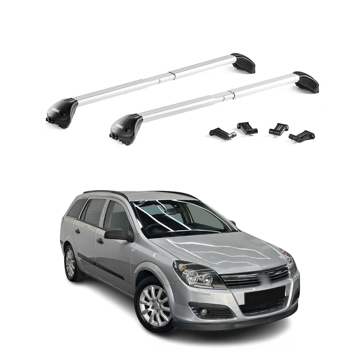 Dachträger Grundtäger für Opel Astra H J Kombi 2004-2015 100kg Alu Silber 2x ABE OMAC DE