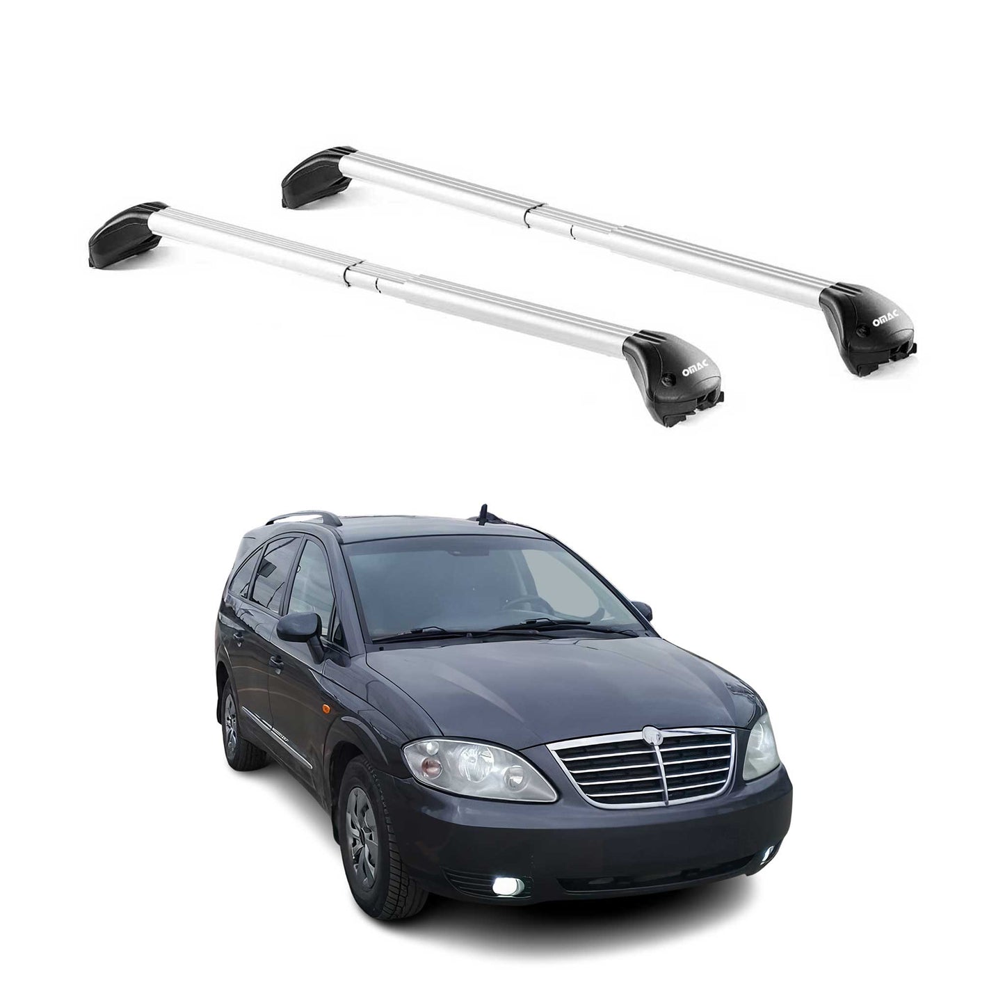 Dachträger Grundtäger für Ssangyong Rodius 2004-2019 5 tür 100kg Alu Grau 2x ABE OMAC DE