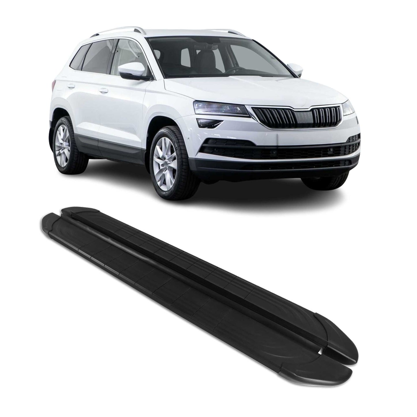 Seitenschweller Trittbretter für Skoda Karoq 2017-2025 Schwarz Aluminium 2 tlg OMAC DE