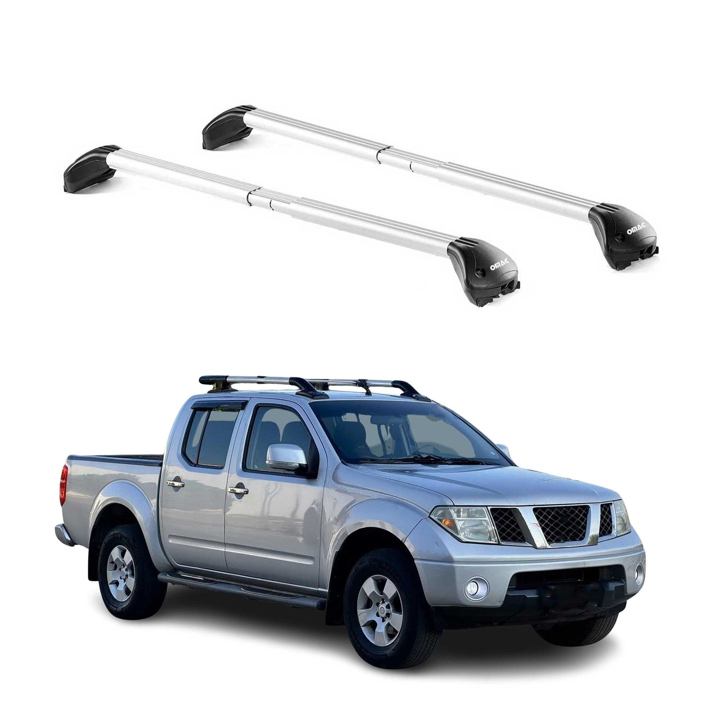 Dachträger Grundtäger für Nissan Navara 2004-2025 4 tür 100kg Alu Silber 2x ABE OMAC DE