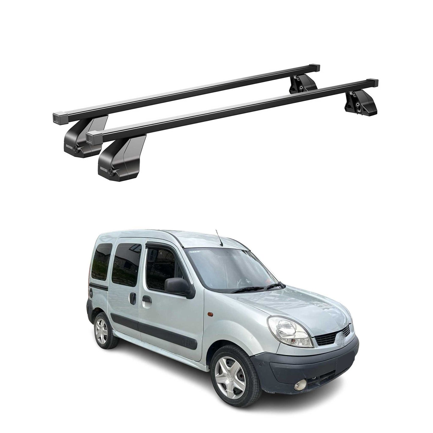 Menabo Dachträger Grundträger für Nissan Kubistar 2003-2009 Stahl Schwarz 2tlg OMAC DE