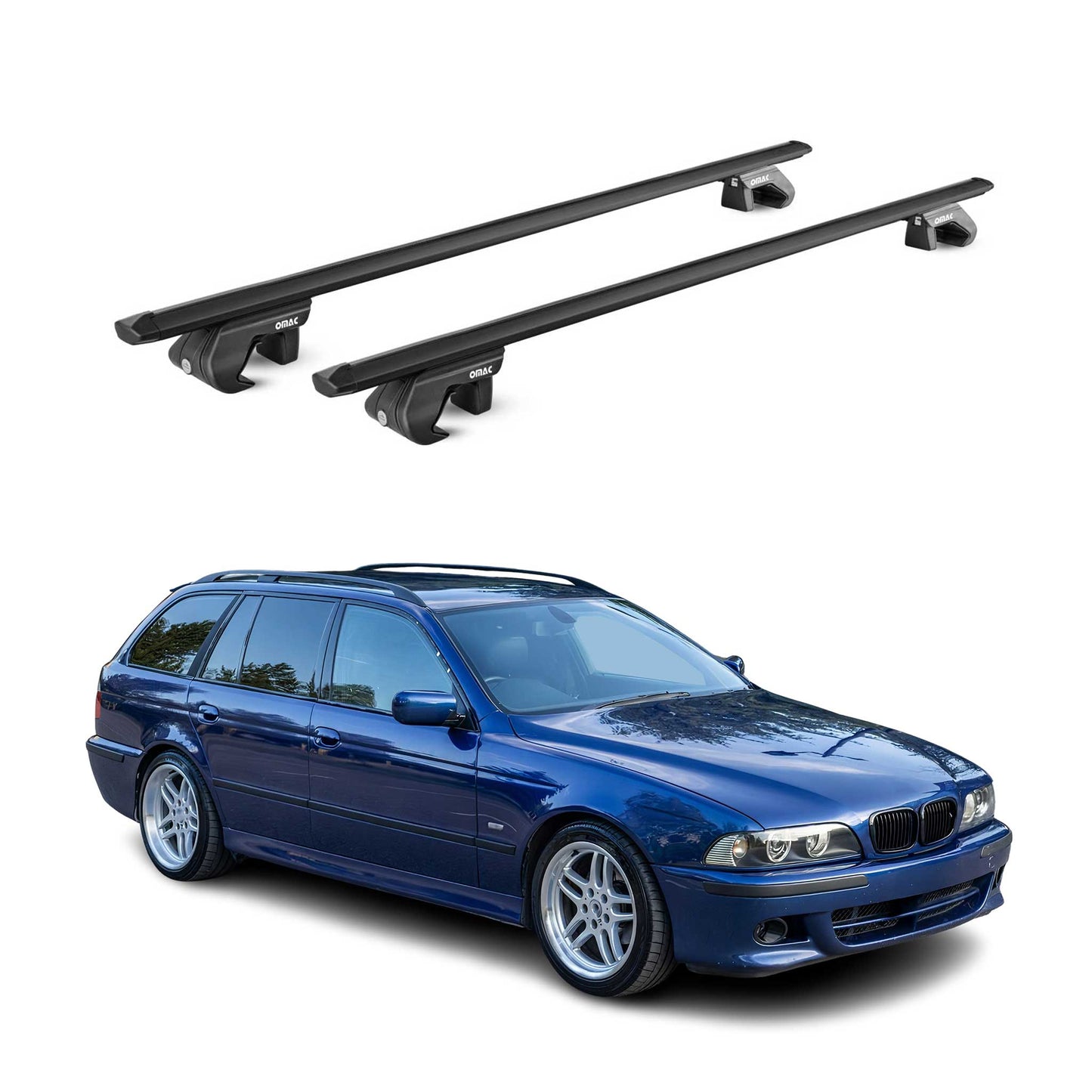 Dachträger für BMW 5er Touring E39 E61 1996-2011 5 tür 90kg Alu Schwarz 2x ABE OMAC DE