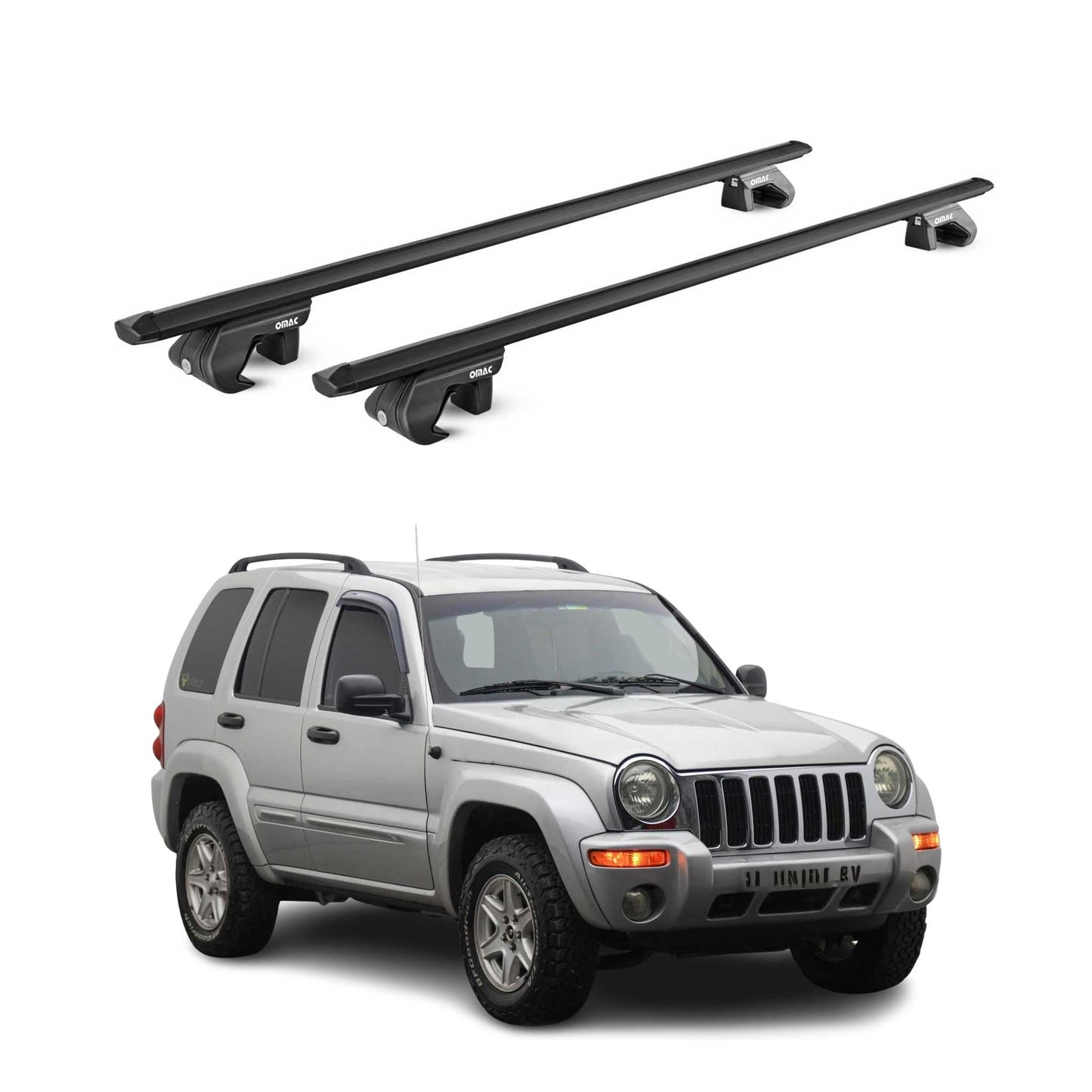 Dachträger für Jeep Cherokee KJ KK 2002-2013 5 tür 90kg Alu Schwarz 2x ABE OMAC DE