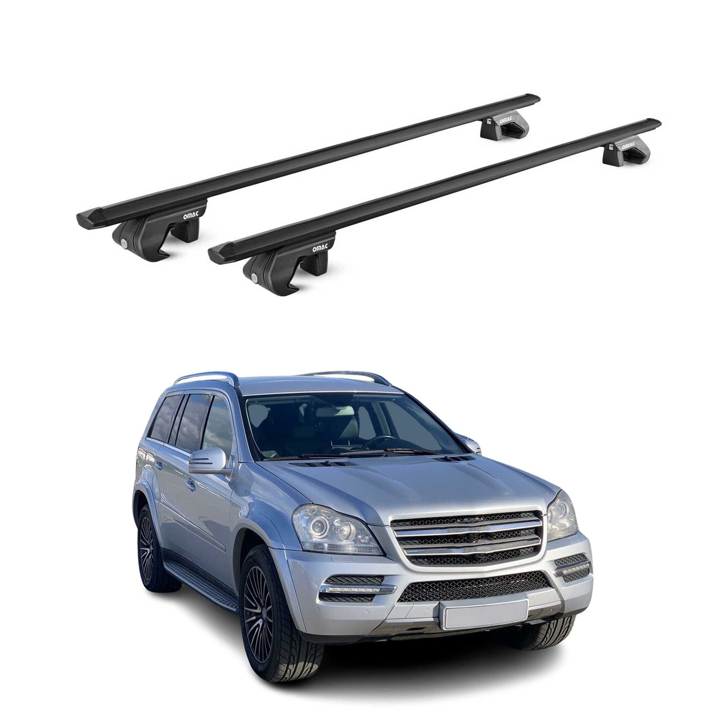 Dachträger Grundtäger für Mercedes GL Klasse X164 2006-2012 90kg Alu Schwarz ABE OMAC DE