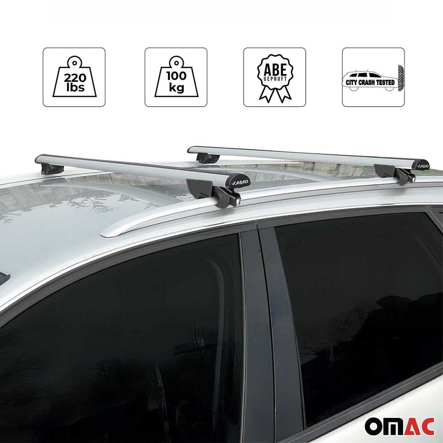 Dachträger Grundtäger für Audi Q3 mk1 2011-2018 100kg Aluminium Silber 2 tlg ABE OMAC DE