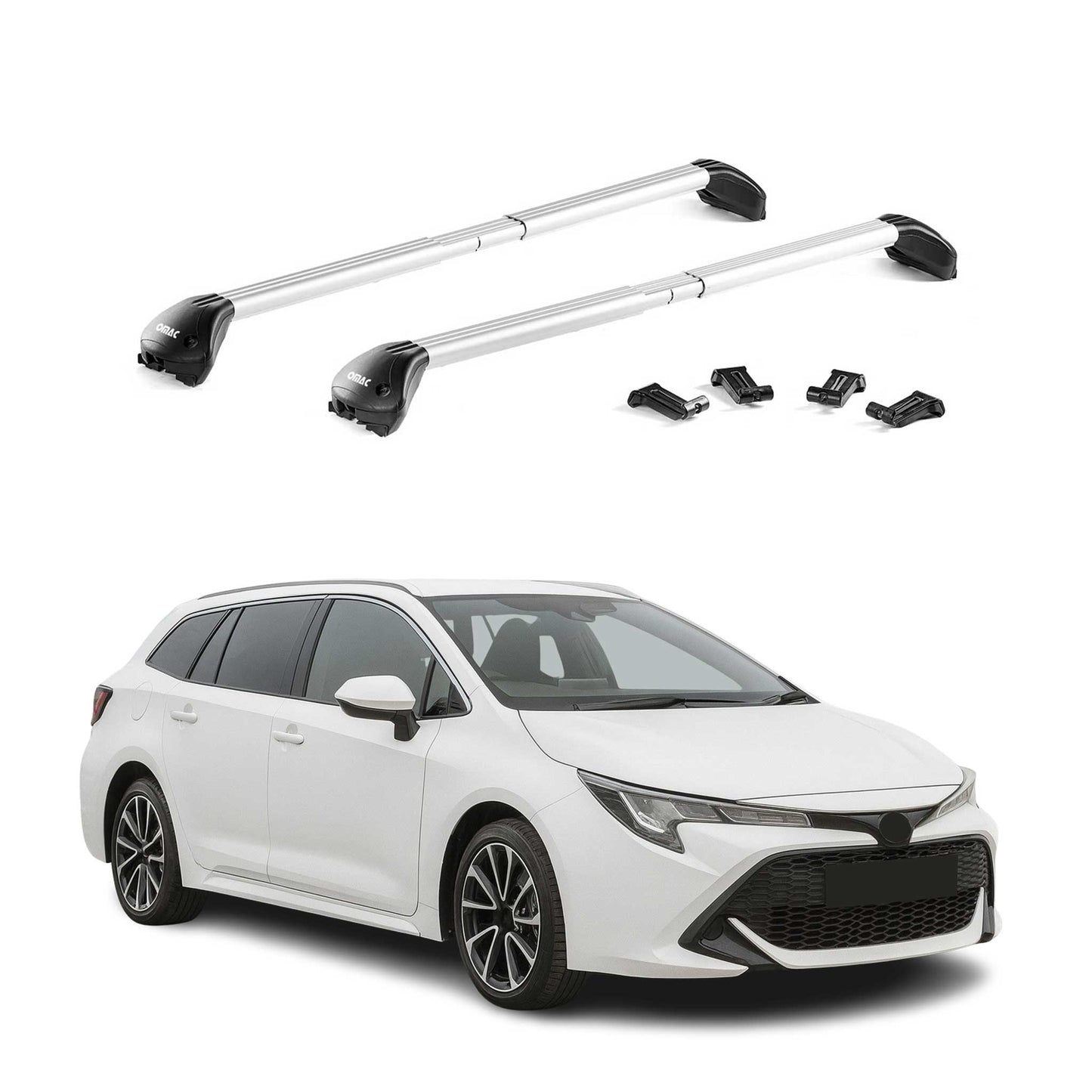 Dachträger für Toyota Corolla Kombi 2019-2025 100kg Alu Silber 2x ABE OMAC DE