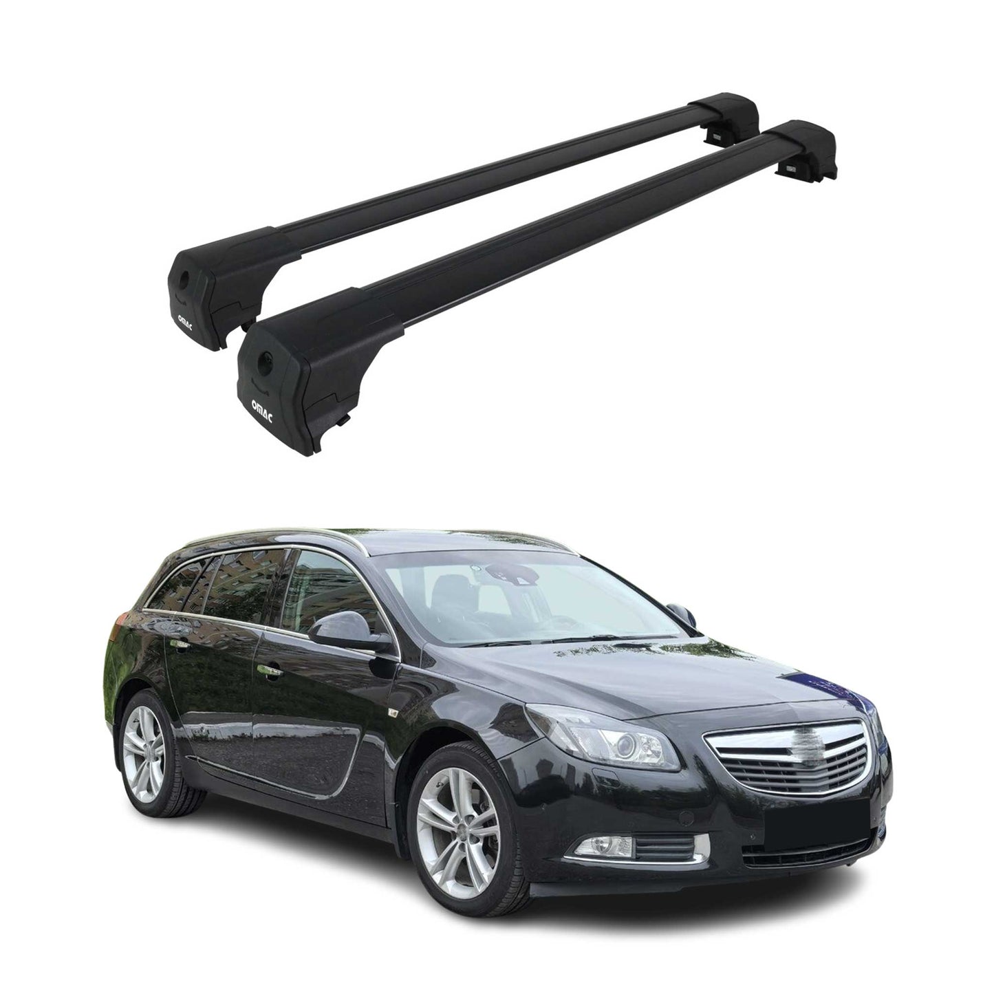 Dachträger Grundtäger für Opel Insignia A 2008-2017 75kg Aluminium Schwarz 2 tlg OMAC DE
