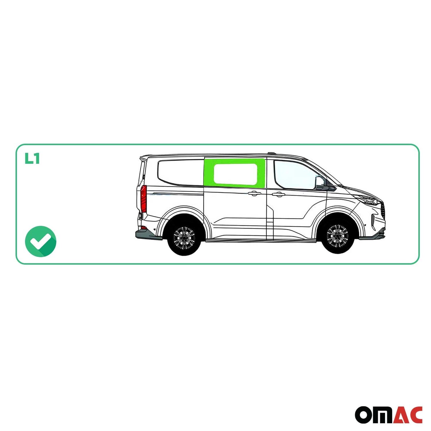 Seitenfenster Vorne für Ford Transit Custom V710 2023-2025 Rechts L1 L2 Dunkel OMAC DE