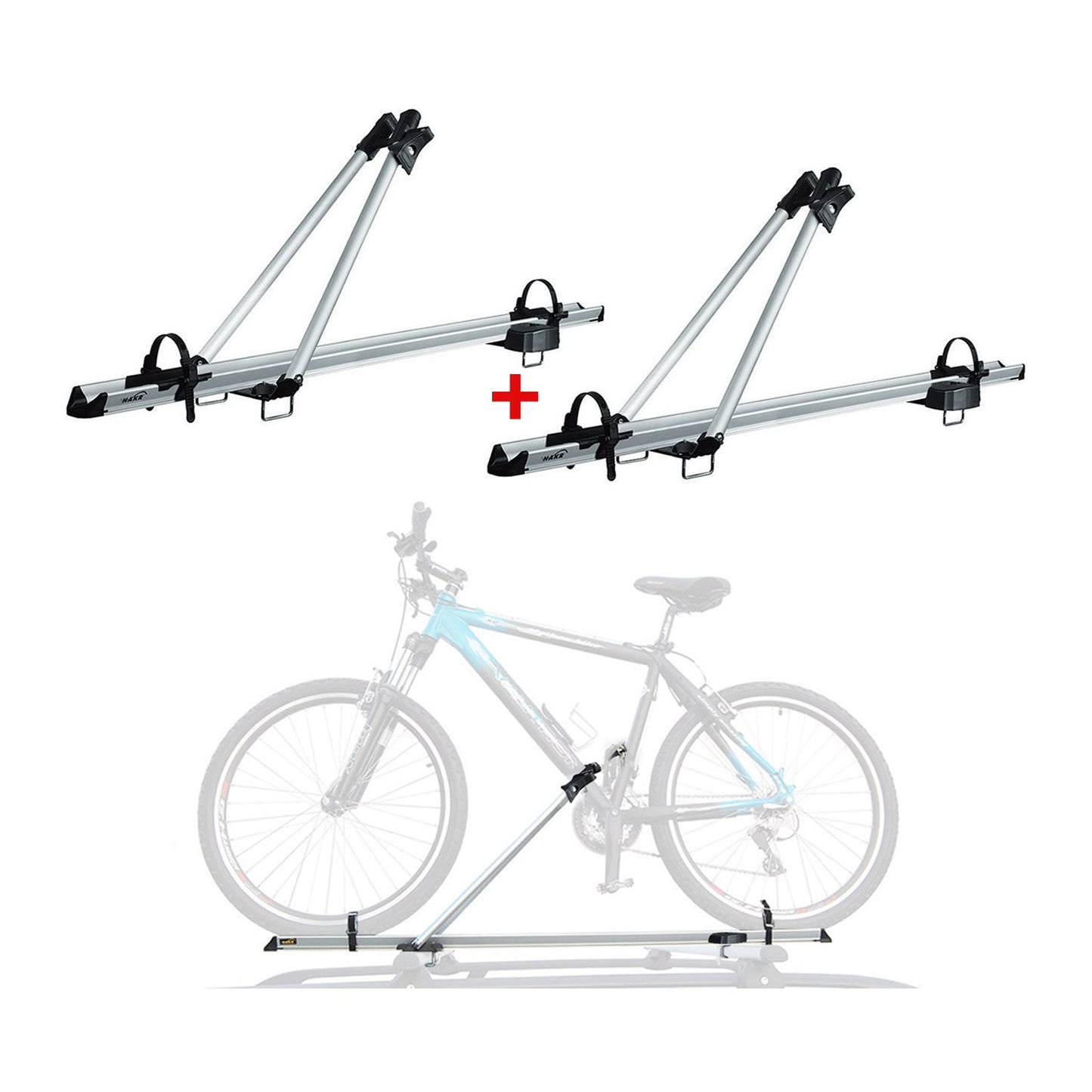 2x Fahrradträger Dachfahrradträger bis 17kg Aluminium Silber Fahrradhalter OMAC DE