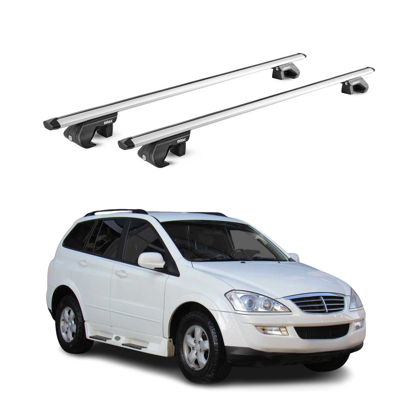 Dachträger Grundtäger für Ssangyong Kyron 2005-2014 5 tür 90kg Alu Silber 2x ABE OMAC DE