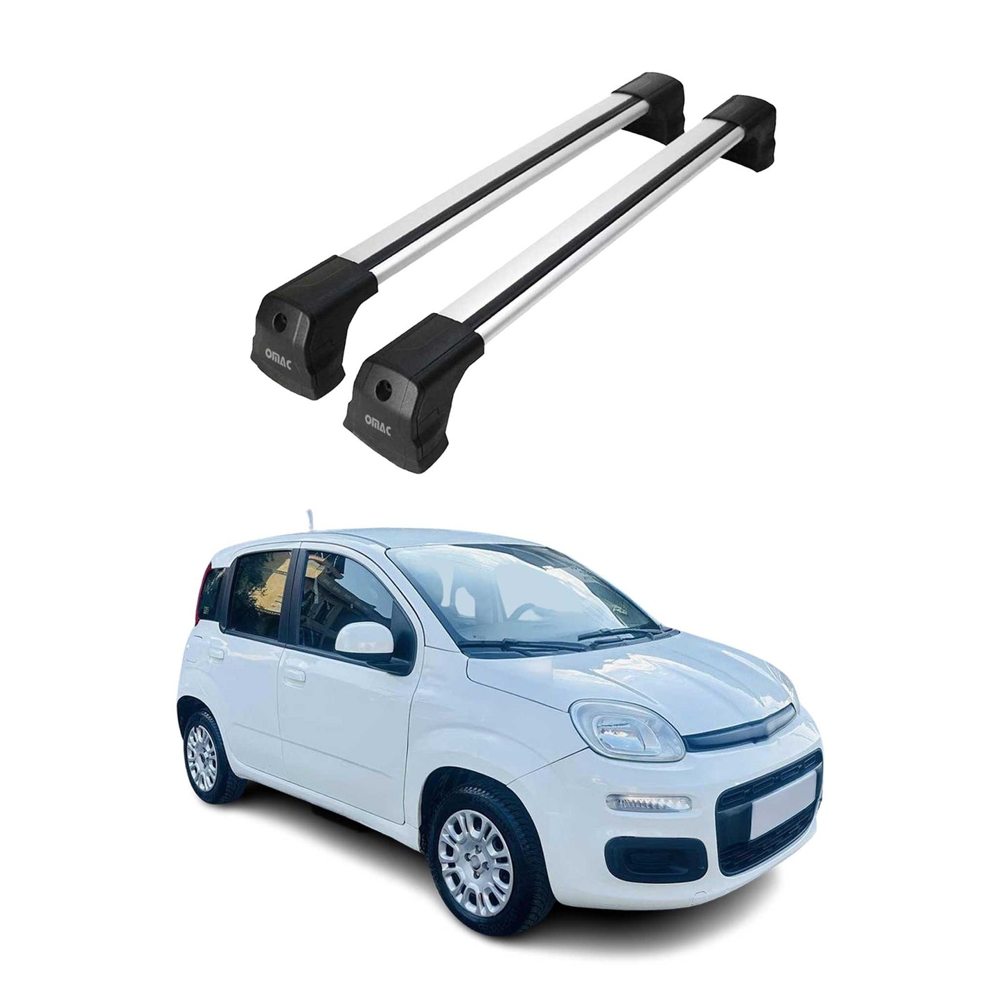 Dachträger Gepäkträger für Fiat Panda 2012-2025 Relingträger Silber Alu 2tlg OMAC DE