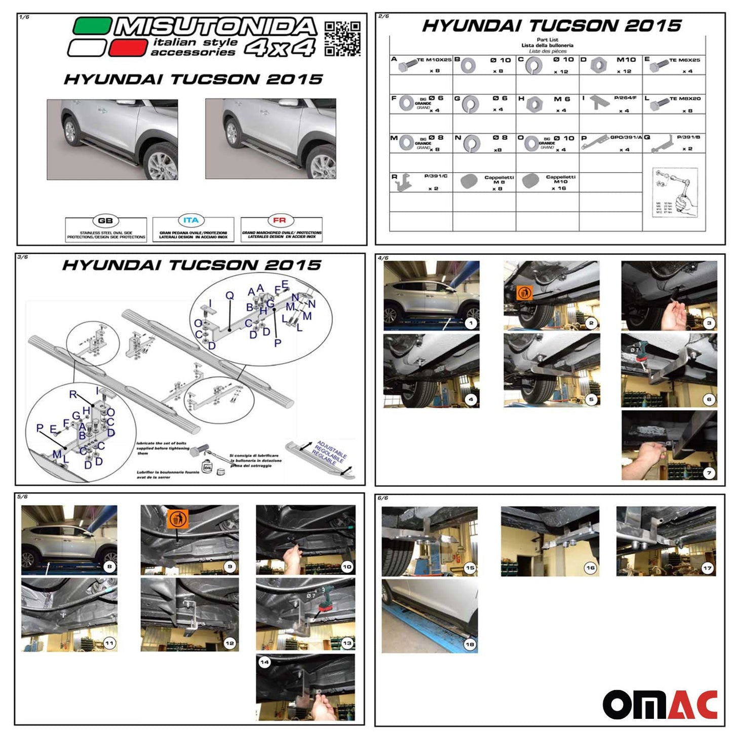 Edelstahl Seitenschweller Schwellerrohre für Hyundai Tucson 2015-2018 Schwarz OMAC DE