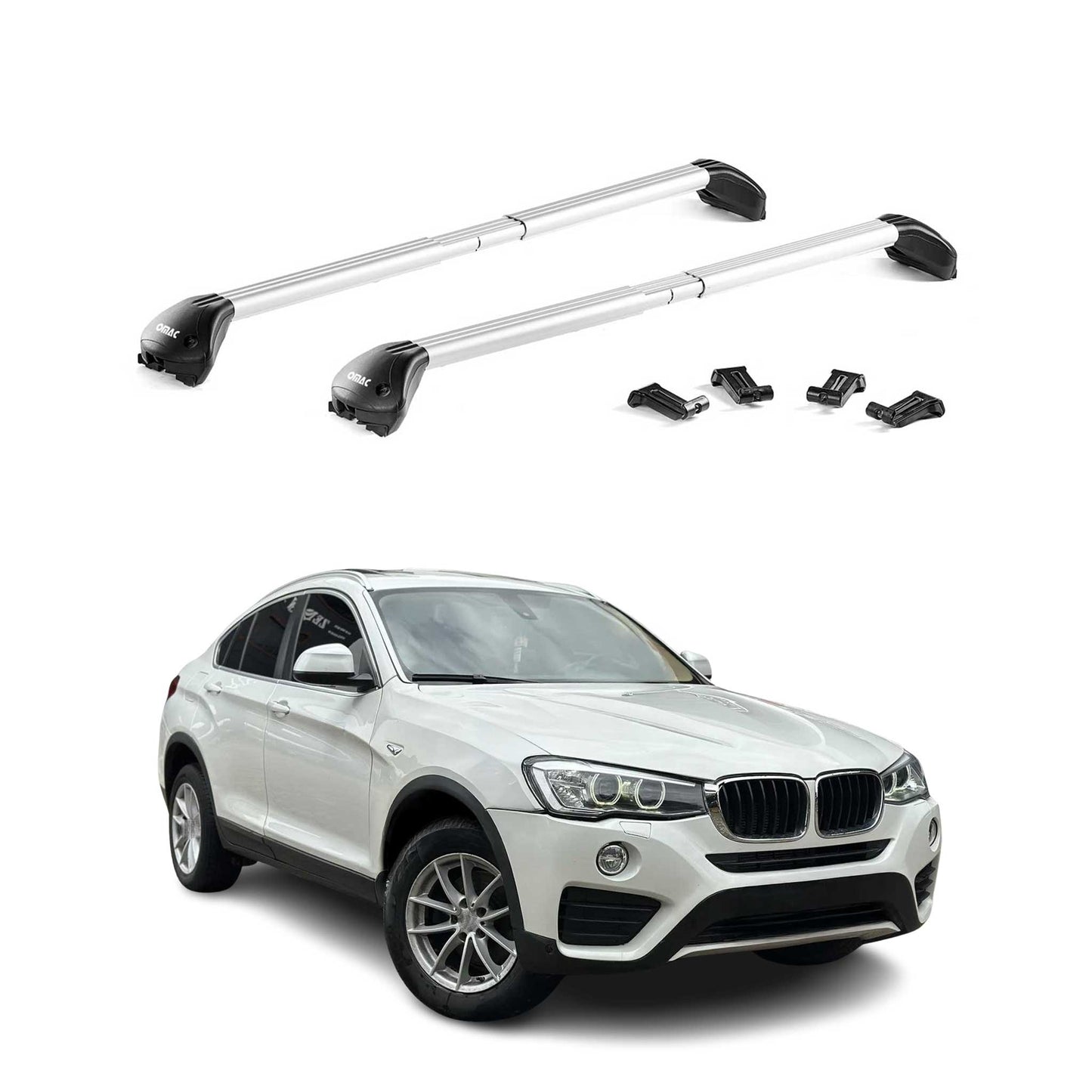 Dachträger Grundtäger für BMW X4 F26 2014-2018 100kg Aluminium Silber 2 tlg ABE OMAC DE