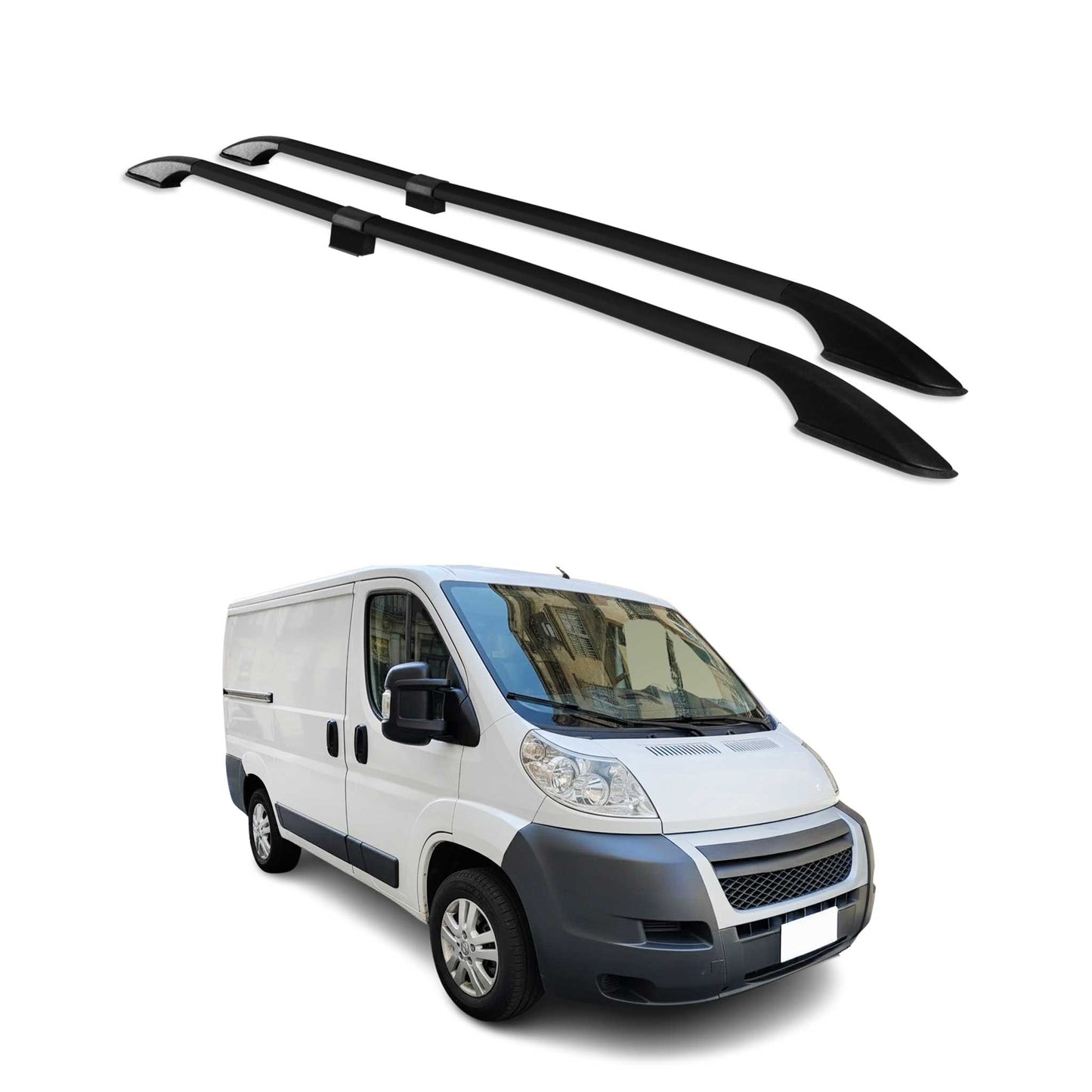 Dachreling Relingträger für Citroen Jumper 2006-2025 L1/H1 Alu Schwarz 4 tlg OMAC DE