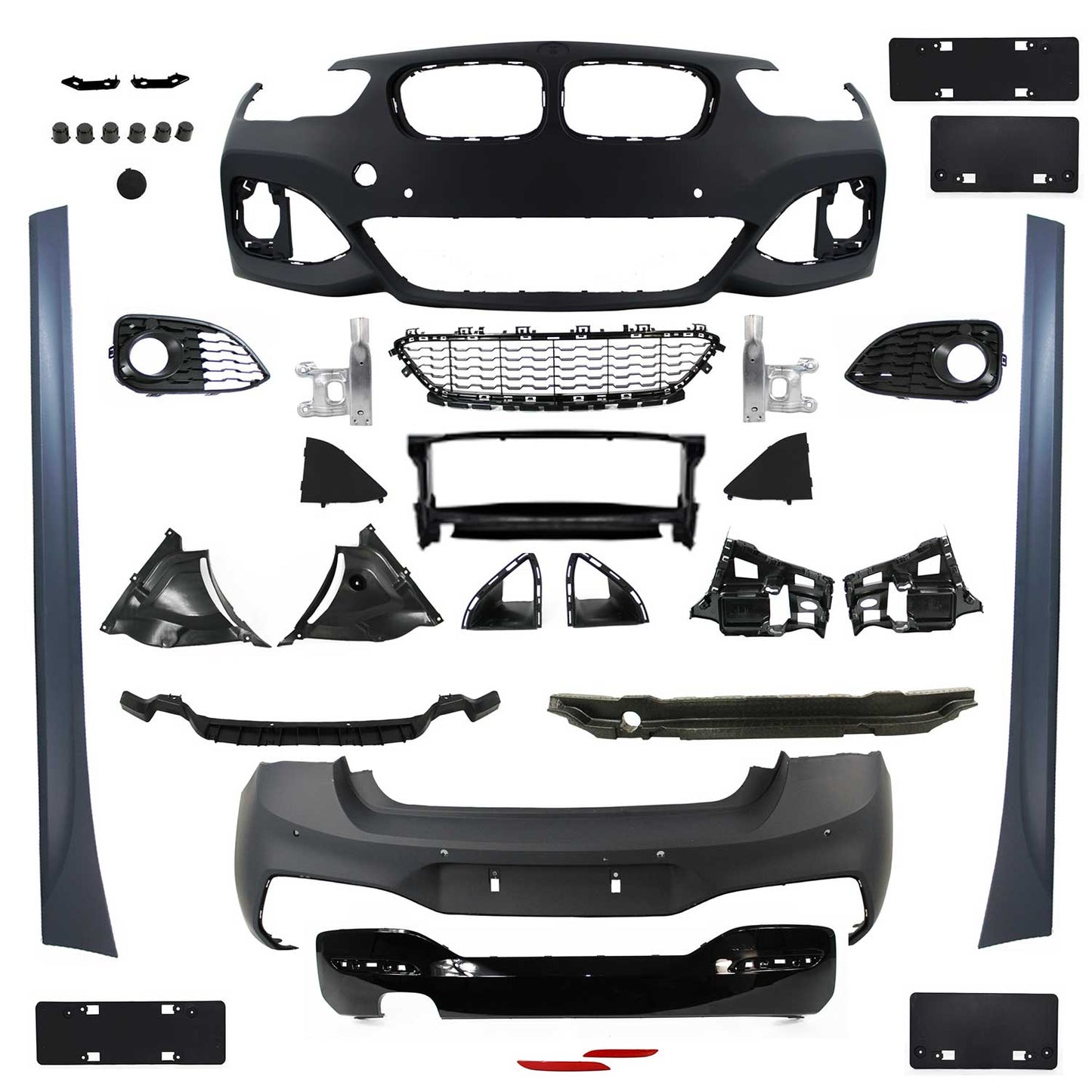 JOM Stoßstangen Kit & Seitenschweller für BMW F20 LCI 5-türer 2015-2019 Schwarz OMAC DE
