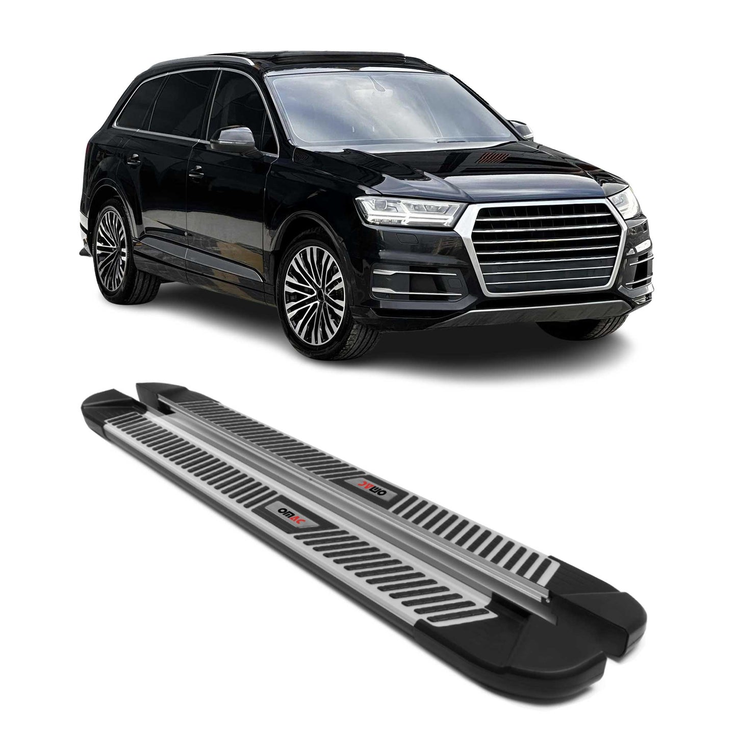 Trittbretter Seitenbretter Seitenschweller für Audi Q7 2015-2025 Alu Schwarz OMAC DE