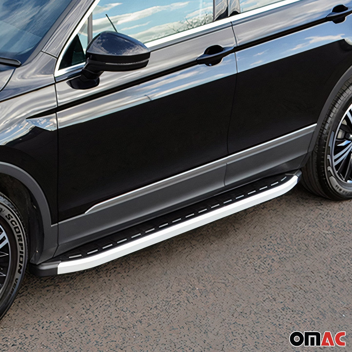 Trittbretter Seitenschweller für Skoda Kamiq 2020-2025 Schwarz Silber 2 tlg