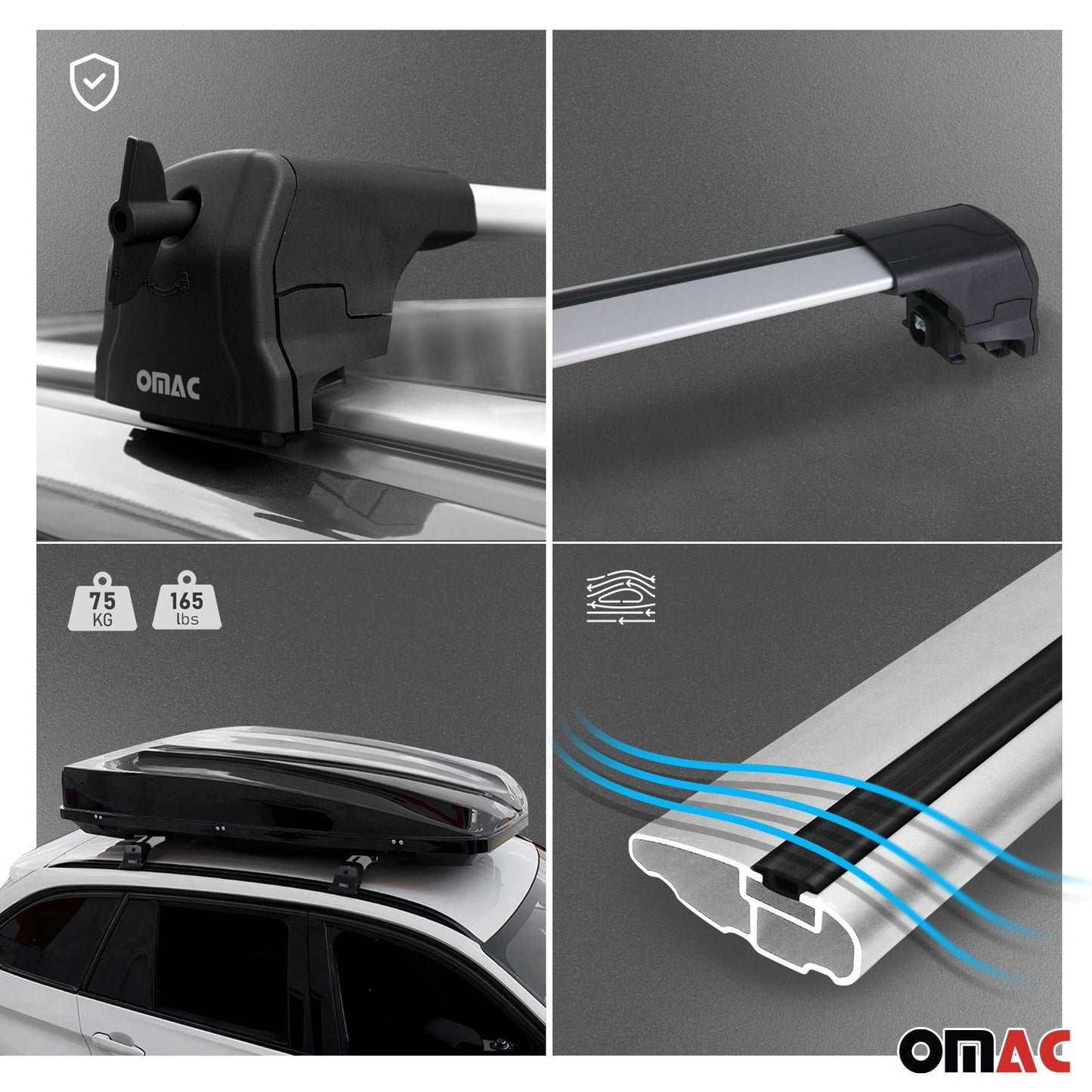 2019-2025 KIA Seltos Dachträger Gepäkträger Silber Alu 2 tlg OMAC DE