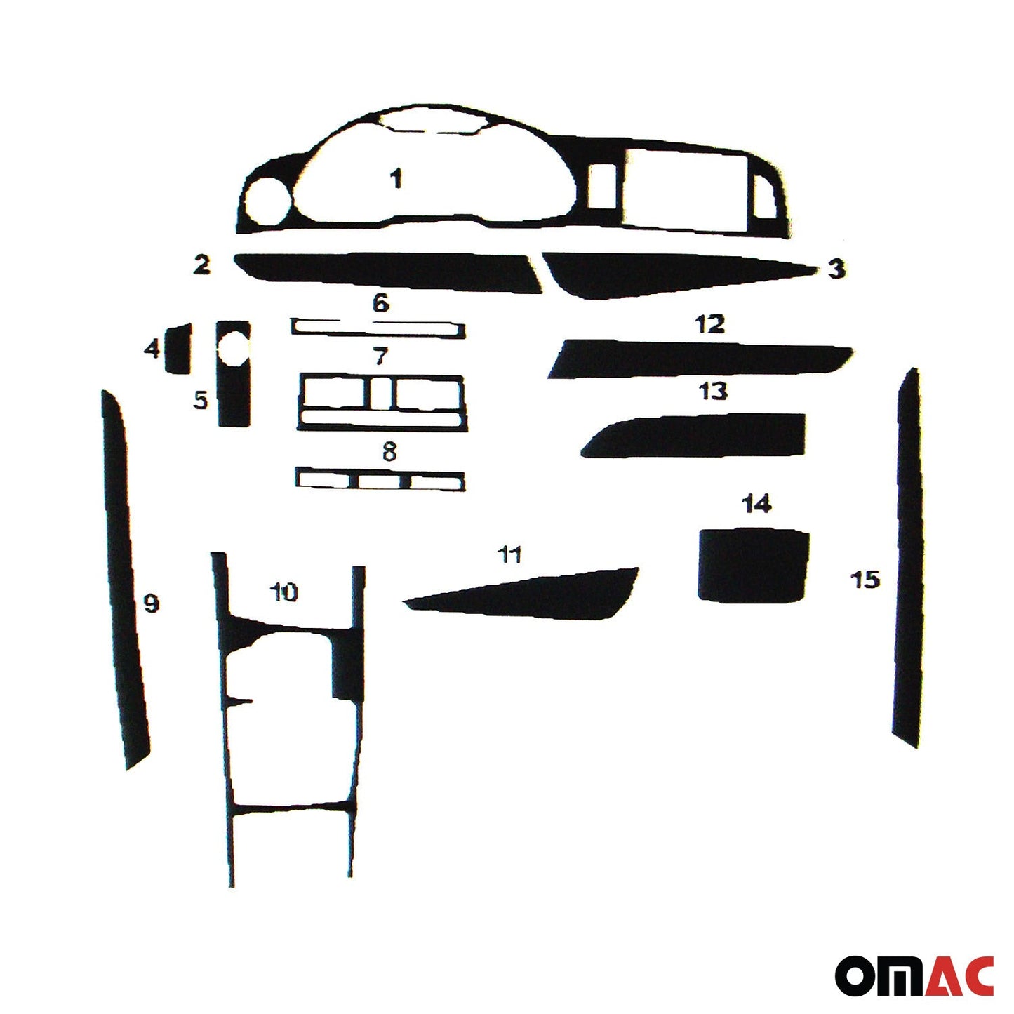 Innenraum Dekor Cockpit für Audi A6 Limo Alload Avant C6 2004-2011 Piano Schwarz OMAC DE
