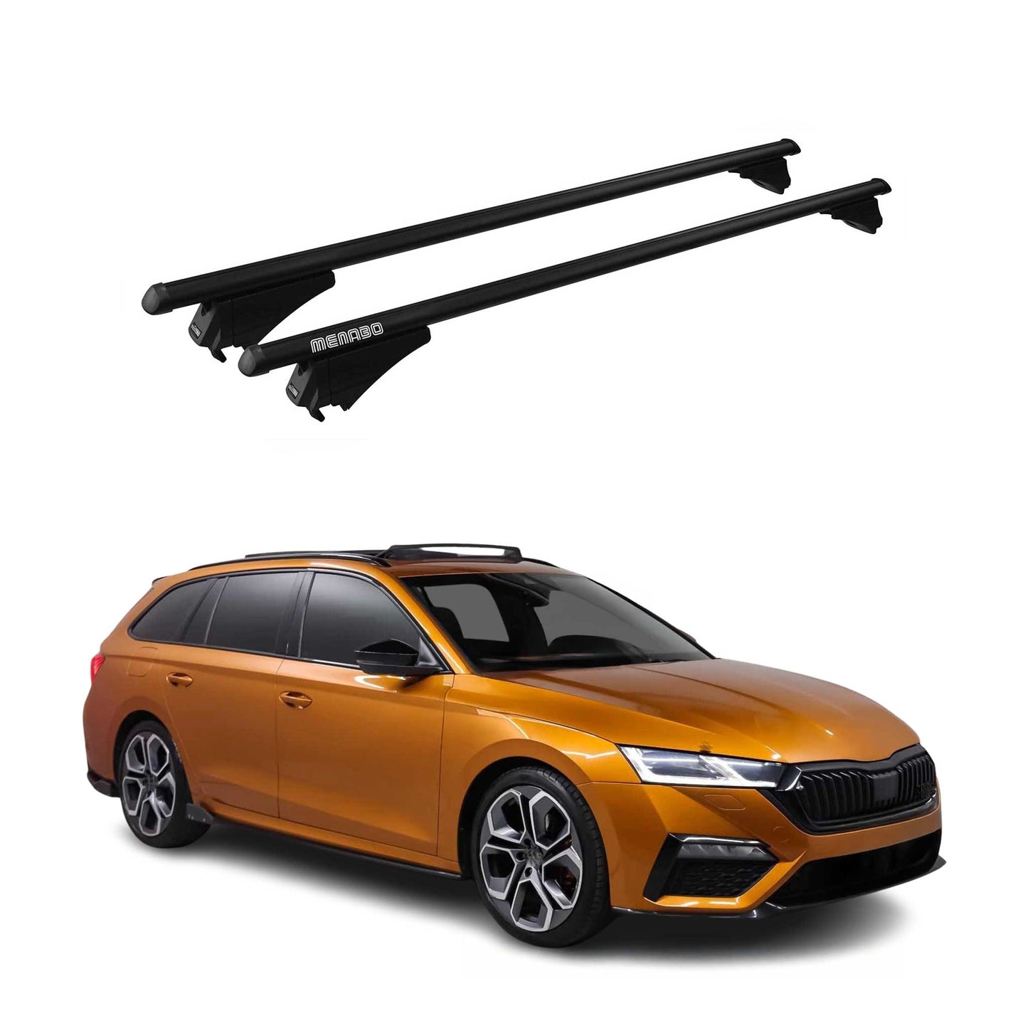 Menabo Dachträger für Skoda Octavia mk4 Kombi 2020-2025 75kg Alu Schwarz 2x OMAC DE