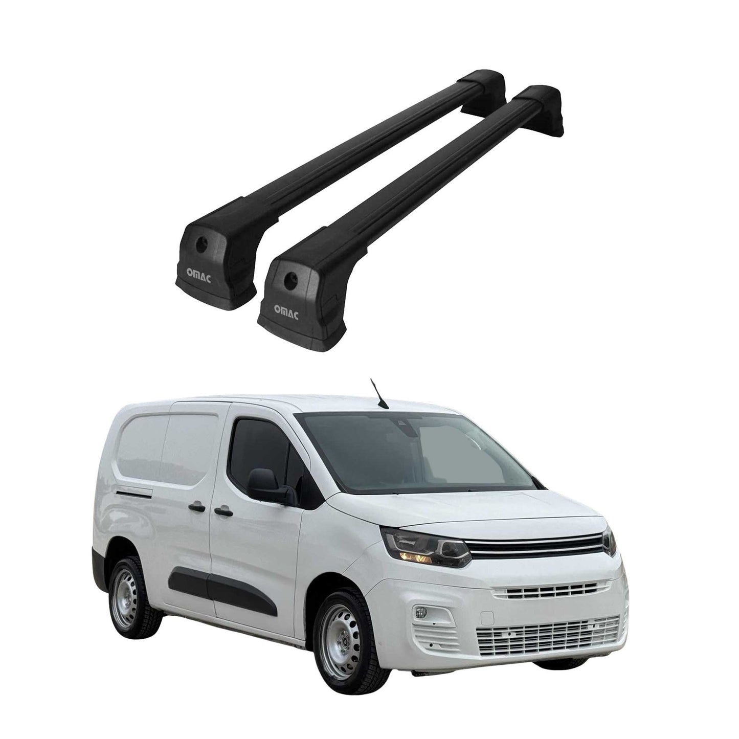 Dachträger Grundtäger für Citroen Berlingo 2018-2025 75kg Aluminium Schwarz 2x OMAC DE