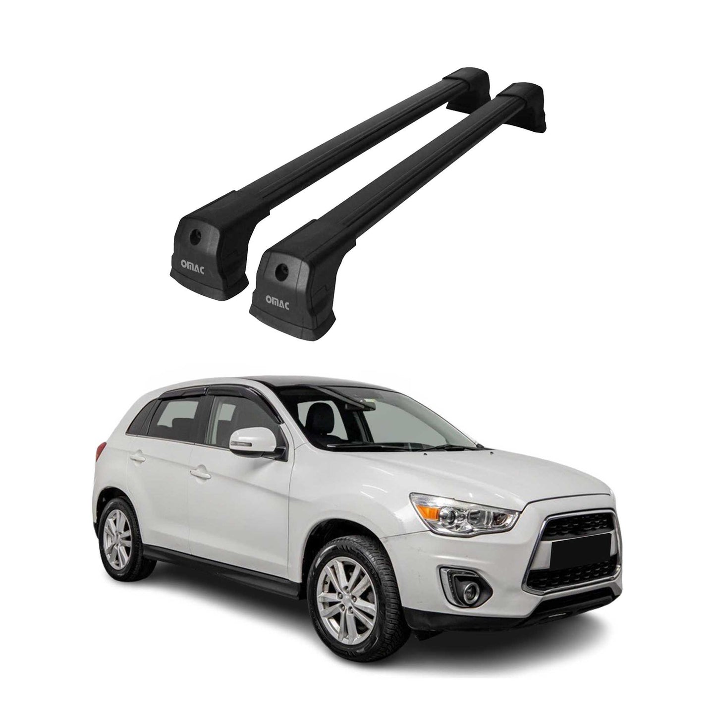 Dachträger Grundtäger für Mitsubishi ASX 2010-2023 75kg Aluminium Schwarz 2 tlg OMAC DE
