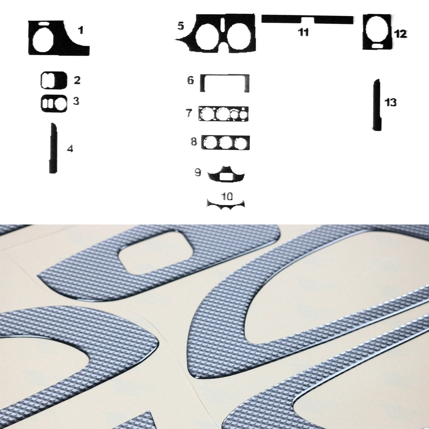 Innenraum Dekor Cockpit für Renault Kangoo I 1998-2023 Carbon Optik 13x OMAC DE