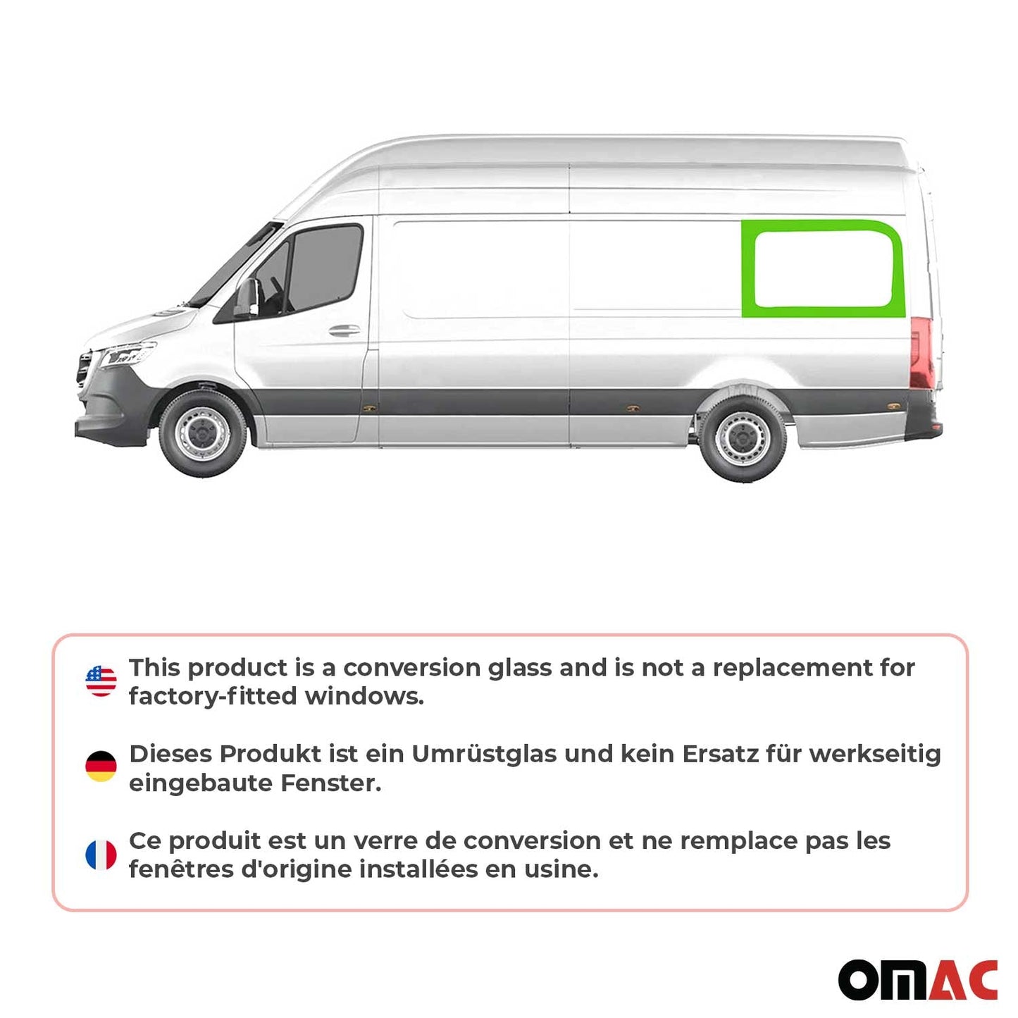 2006-2018 Mercedes Sprinter W906 Fensterscheibe Hintere linke Seite L3-4 Schwarz OMAC DE