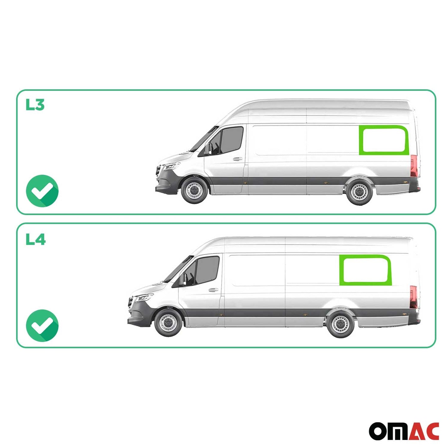2006-2018 Mercedes Sprinter W906 Fensterscheibe Hintere linke Seite L3-4 Schwarz