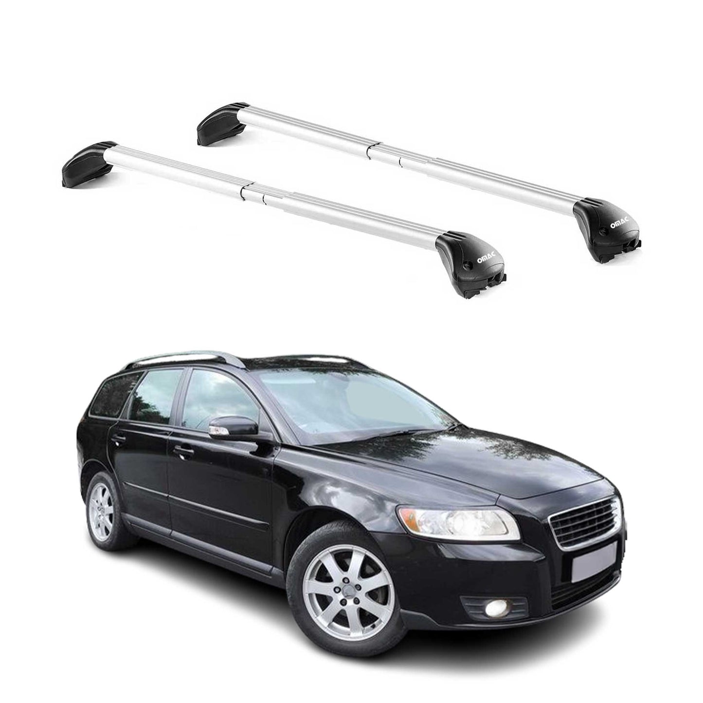 Dachträger Grundtäger für Volvo V50 2004-2012 5 tür 100kg Alu Silber 2 tlg ABE OMAC DE