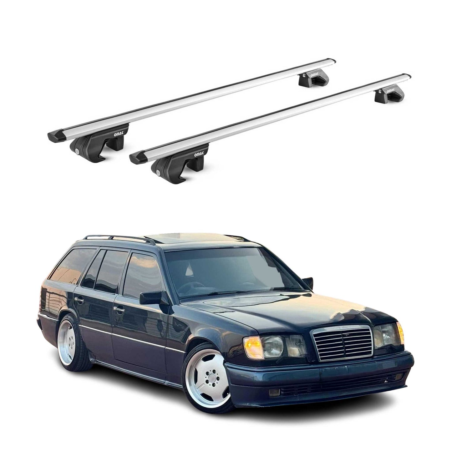 Dachträger für Mercedes Classe E Kombi S124 1985-1995 5 tür 90kg Alu ABE Silber OMAC DE