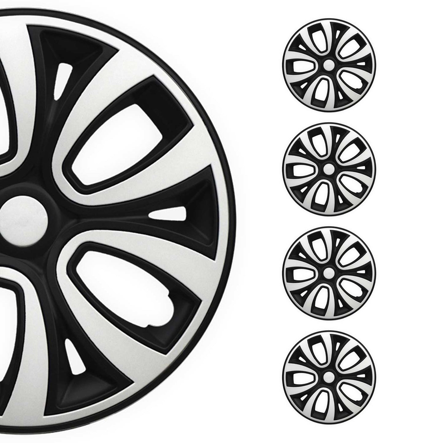 4x Radblenden Radkappen Radzierblenden 16" Zoll Schwarz Weiß OMAC DE