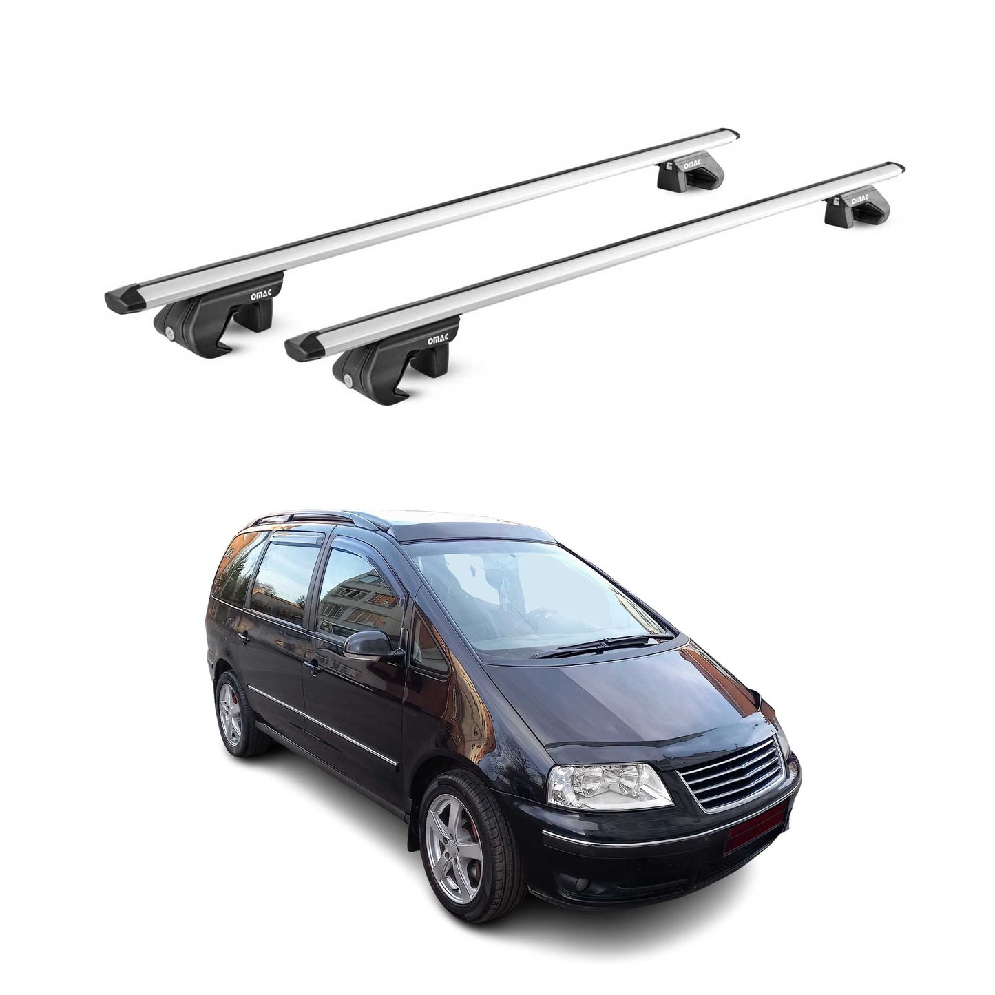 Dachträger Grundtäger für VW Sharan 7M 7N 1995-2022 5 tür 90kg Alu Silber 2x ABE OMAC DE