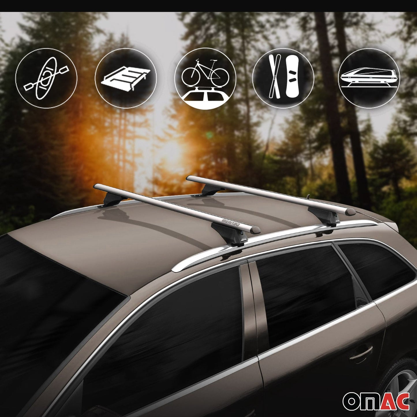 2024-2025 BMW 5er G61 Touring Menabo Grundträger Dachträger 75kg Aluminium Grau 2x OMAC DE