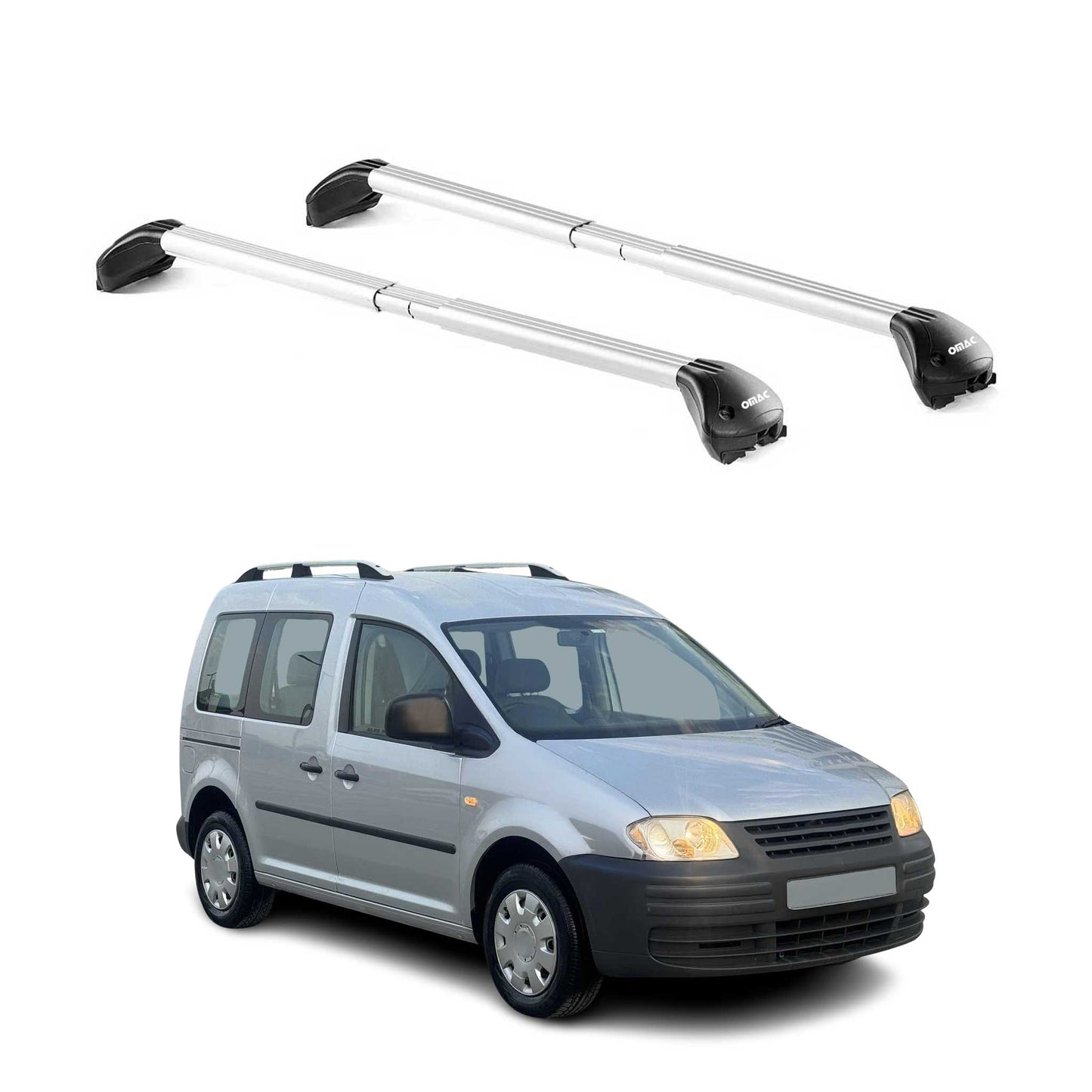 Dachträger Grundtäger für VW Caddy 2004-2020 3-5 tür 100kg Alu Silber 2 tlg ABE OMAC DE