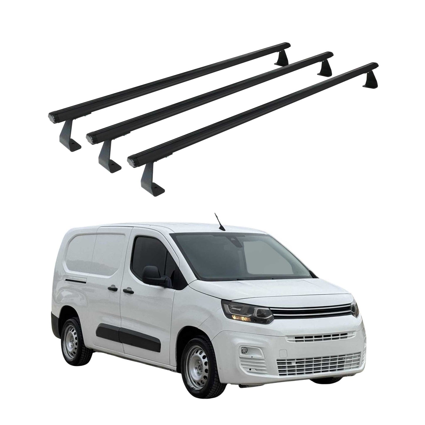 Dachträger Grundtäger für Citroen Berlingo 2018-2025 75kg Alu Schwarz 3 tlg OMAC DE