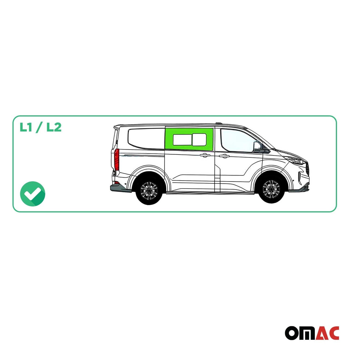 Seitenfenster Schiebetür für Ford Transit Custom V710 2023-25 Vorne Rechts L1 L2 OMAC DE