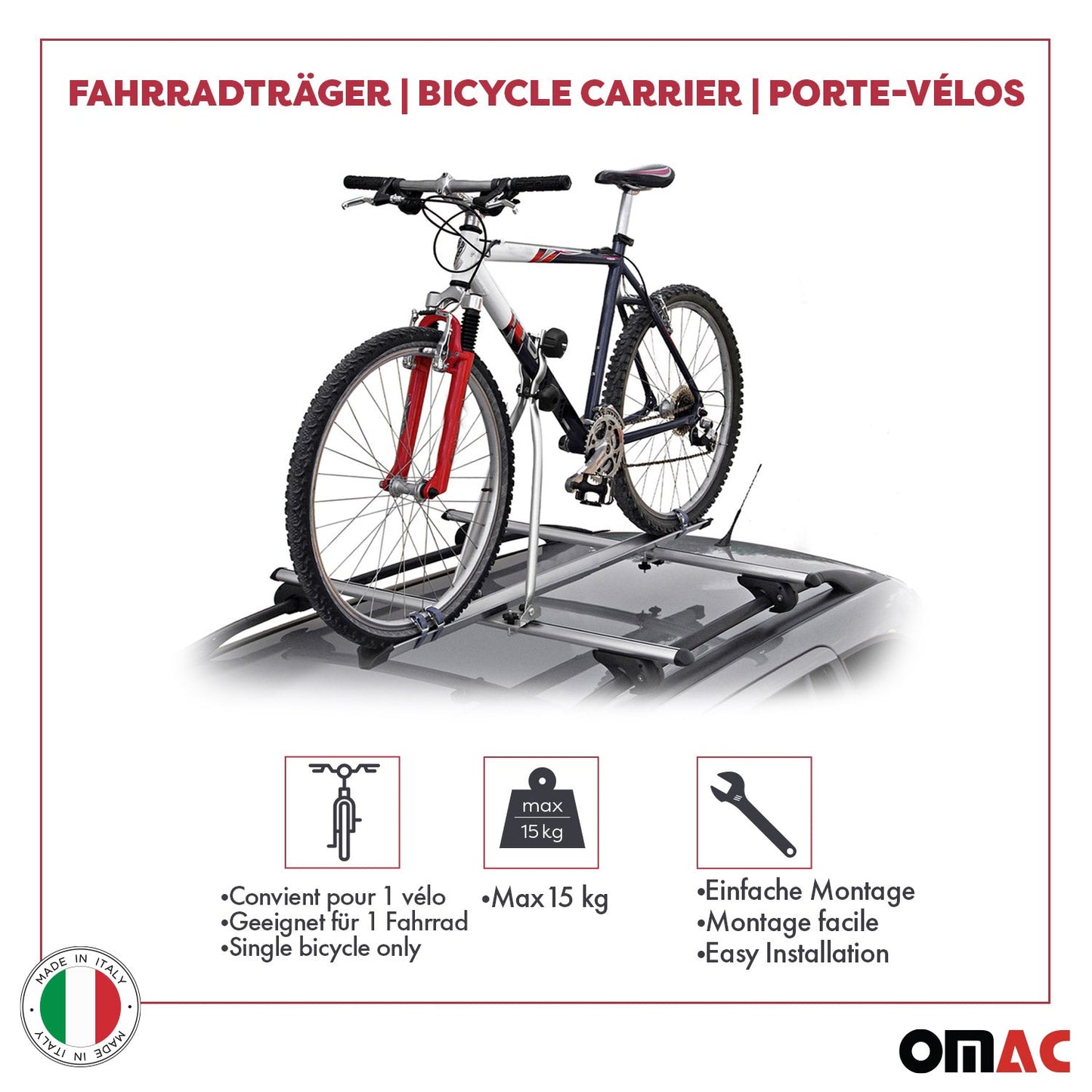 2x Menabo Fahrradträger Huggy bis 15kg ABE Stahl Dachfahrradträger OMAC DE