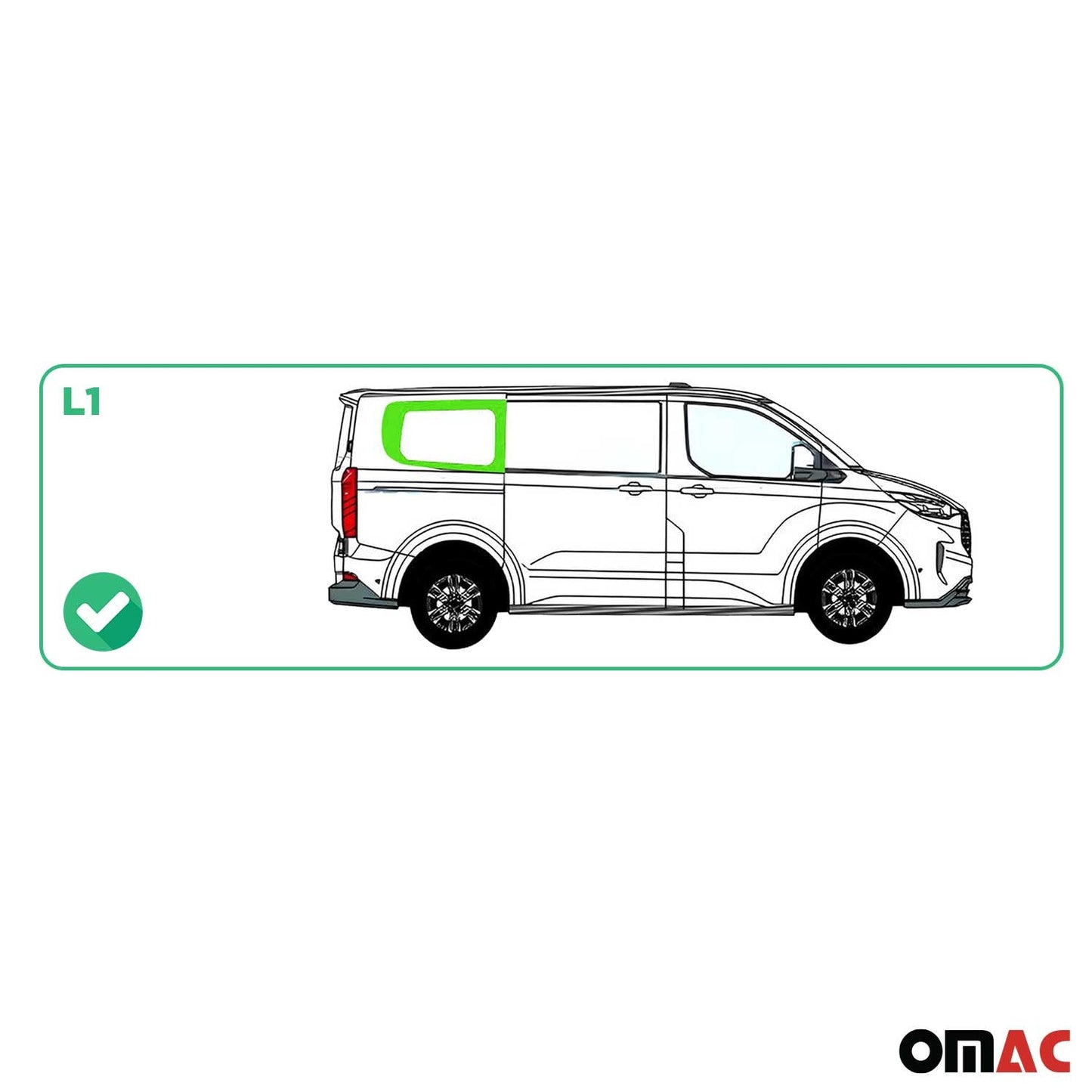 Seitenfenster Sicherheitsglas für Ford Transit Custom ab 2023 Hinten Rechts L1 OMAC DE