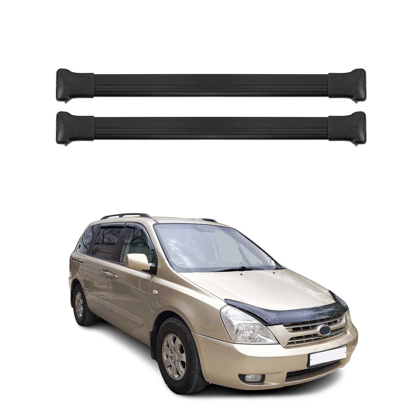 Dachträger Grundtäger für Kia Carnival 2005-2014 75kg Aluminium Schwarz 2 tlg OMAC DE