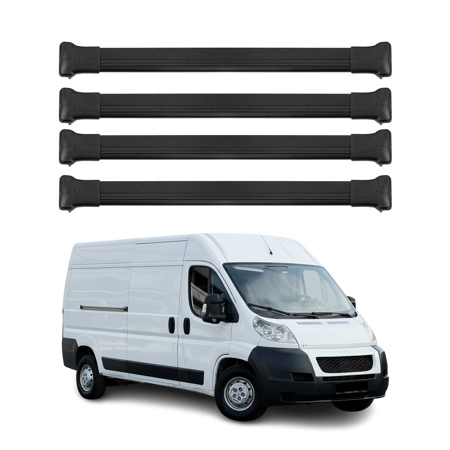 Dachträger Grundtäger für Citroen Jumper 2006-2025 75kg Aluminium Schwarz 4 tlg OMAC DE