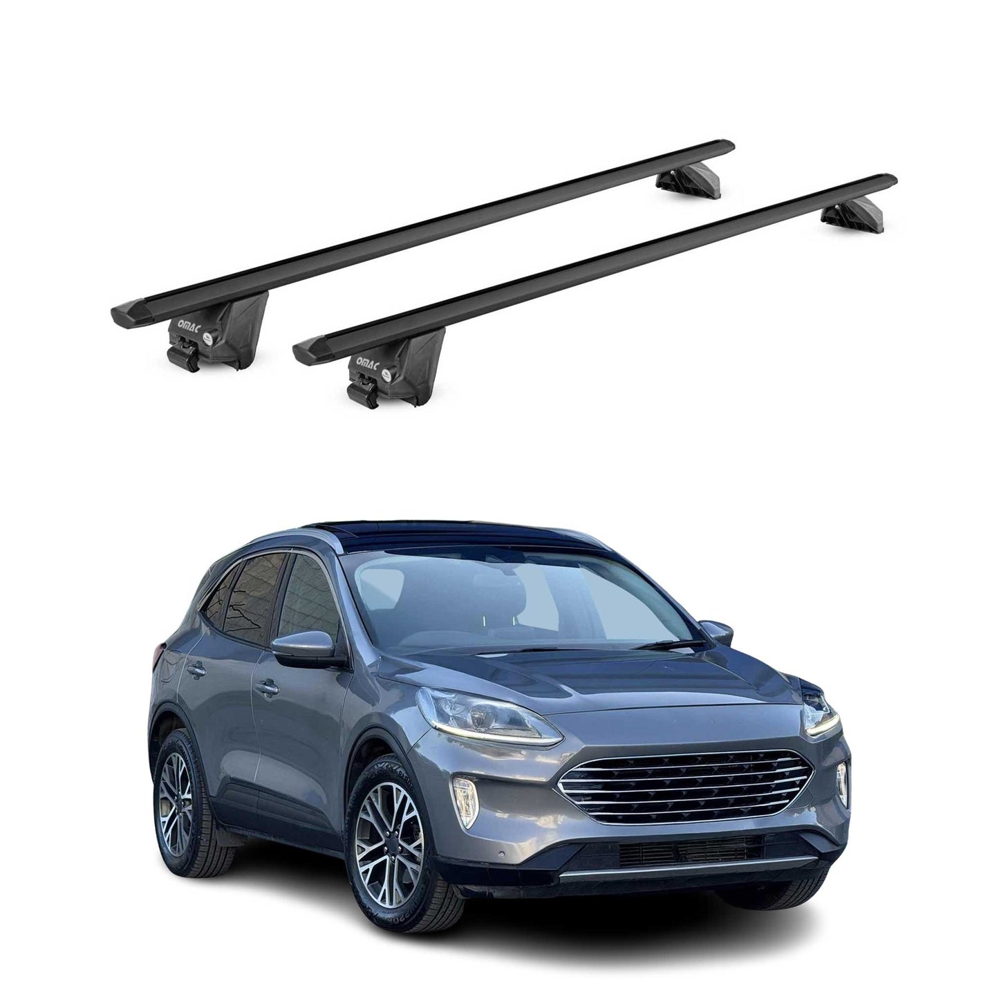 Dachträger Grundtäger für Ford Kuga mk3 2019-2025 100kg Alu Silber 2tlg ABE OMAC DE