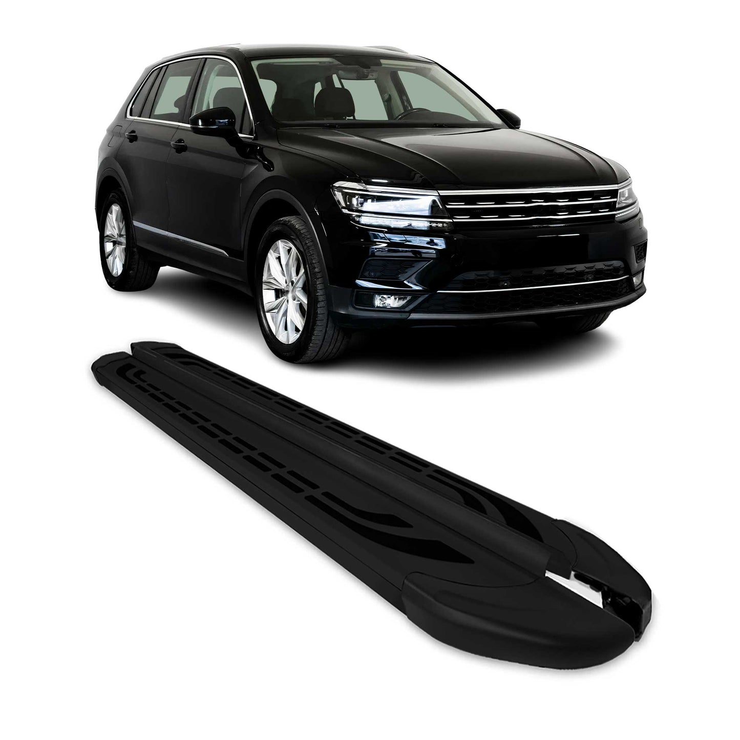 Trittbretter Schweller Seitenbretter für VW Tiguan Allspace 2016-24 Alu Schwarz OMAC DE