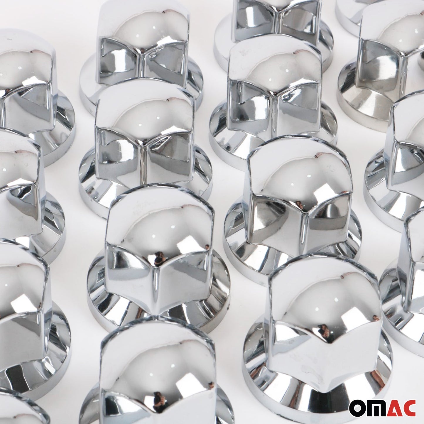 40x Glänzend Chrom Radmutterkappen Schutz Ø33mm für hohe Schrauben / LKW OMAC DE