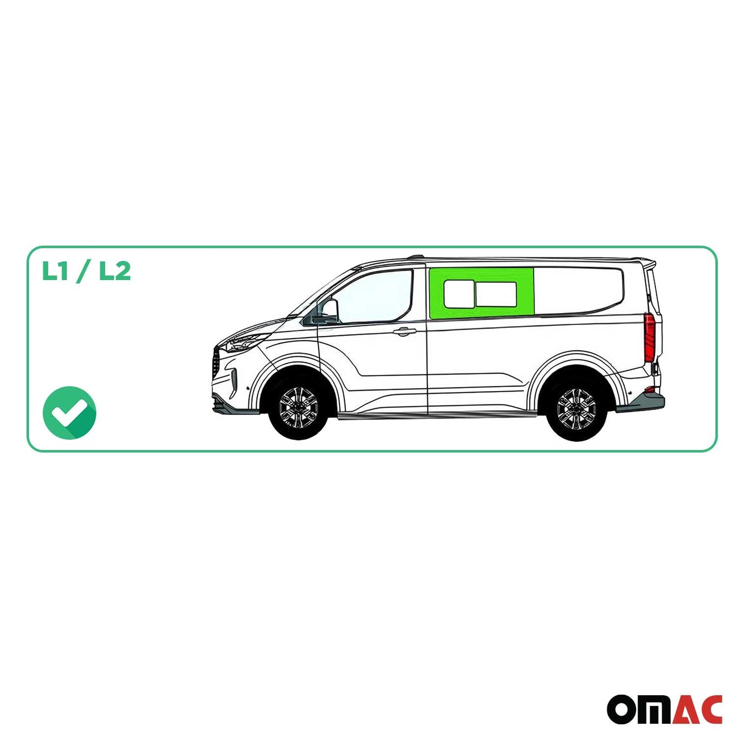 Seitenfenster Schiebetür für Ford Transit Custom V710 2023-25 Vorne Links L1 L2 OMAC DE