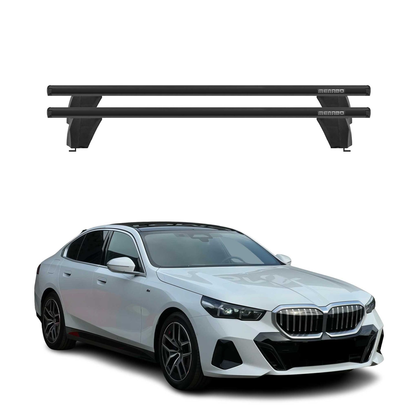 Menabo Dachträger Grundträger für BMW 5 G60 2024-2025 Alu Schwarz 2tlg OMAC DE